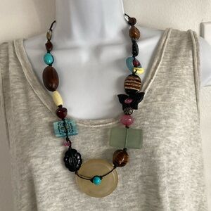 Gorgeous Teresa Goodall Multi Beads Resin Wood Butterfly Necklace
